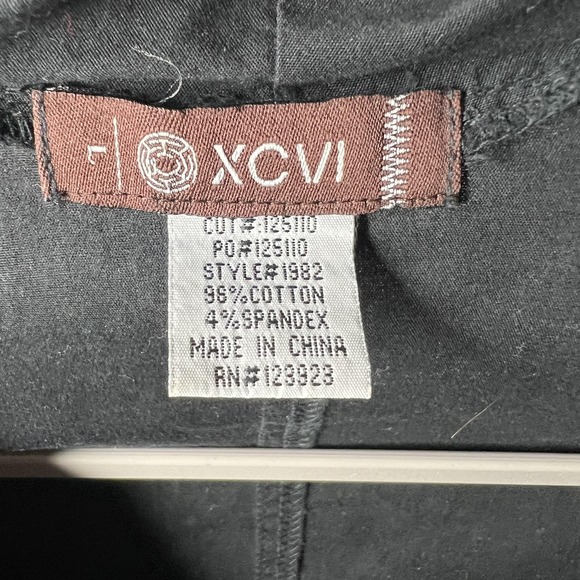 XCVI Jacket Womens Large Black Ruffle Trim 3/4 Sleeve Cotton Blend Style 1982 - Picture 2 of 10